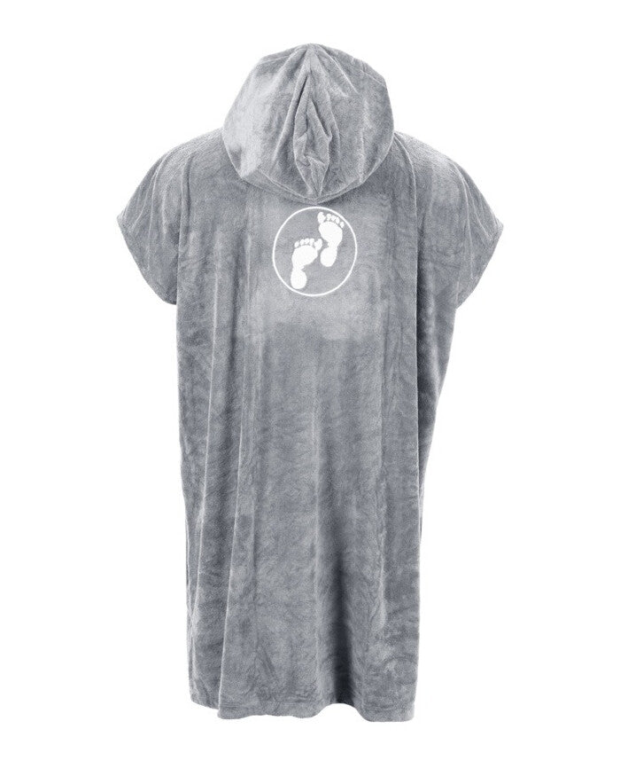 Back of grey towel poncho