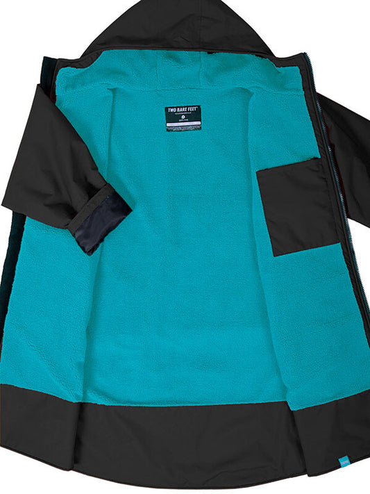 Teal and black changing robe