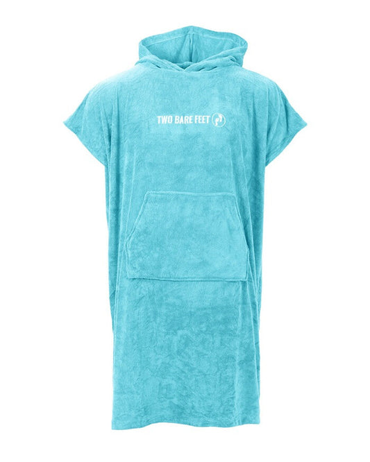 Turquoise changing poncho hoodie with a pocket on a white background